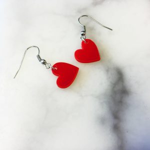 rood hartje hang oorbellen