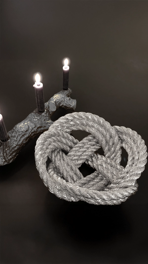 Knotted rope bowl silver