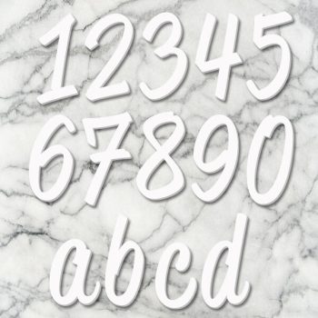 huisnummer script wit