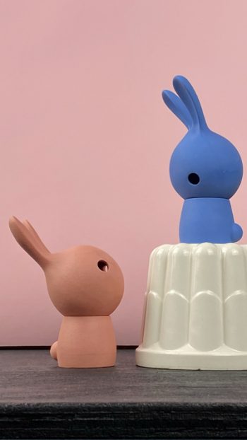 Porseleinen konijn cuniculus blauw groot