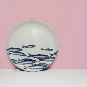 wandbord vissen delfts blauw