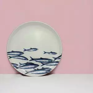wandbord vissen delfts blauw
