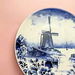 bord delfts blauw molen