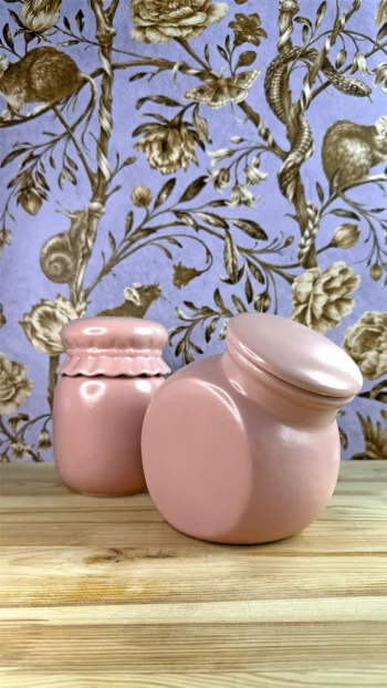 Roze snoeppot van keramiek